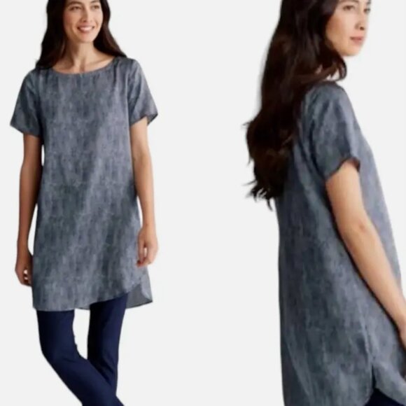 🌟 Eileen Fisher Petite Chainette Silk-Blend Pullover Tunic/Dress – Sz PS - Picture 1 of 6